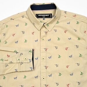Breakbounce Scootering Skeletons Geometric Mens Button Up Shirt‎ Medium Slim